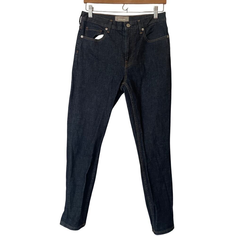 Everlane Dark Wash High Waist Straight Leg Cotton Blend Jeans โข Size 28 ๐ฃ